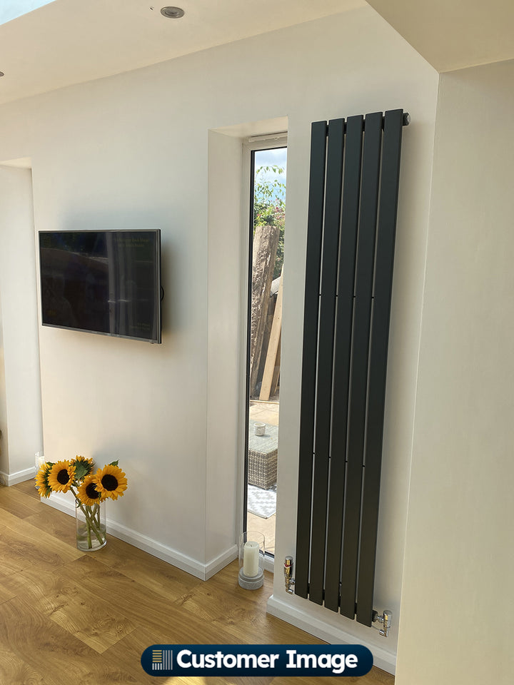 Typhoon - Anthracite Designer Radiator H1800mm x W340mm Single Panel - Feet Included