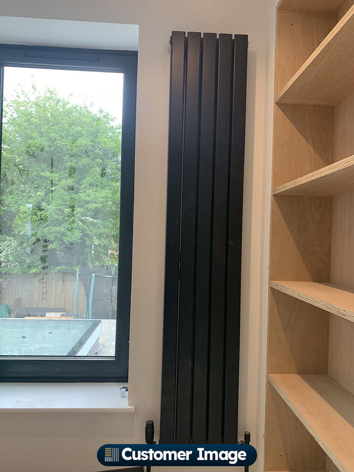 Typhoon - Black Vertical Radiator H1800mm x W340mm Double Panel