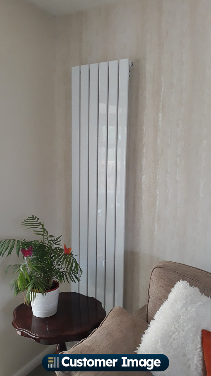 Typhoon - White Designer Radiator H1800mm x W408mm Single Panel - Feet Included