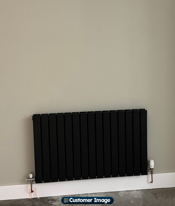 Typhoon - Black Designer Radiator H600mm x W1020mm Double Panel - Feet Included