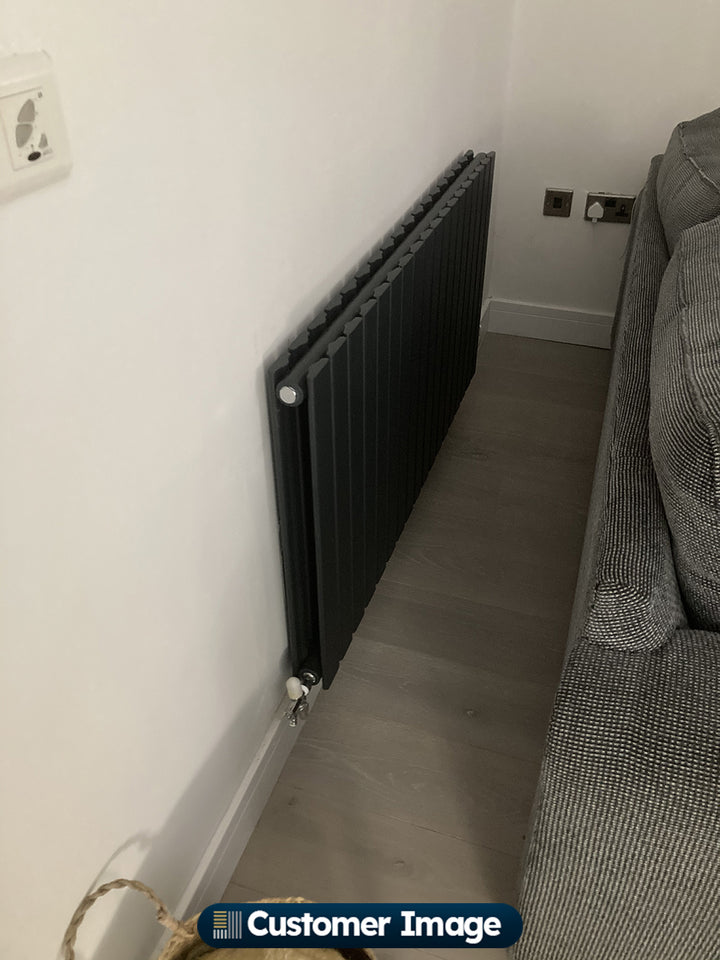 Typhoon - Anthracite Designer Radiator H600mm x W1224mm Double Panel - Feet Included