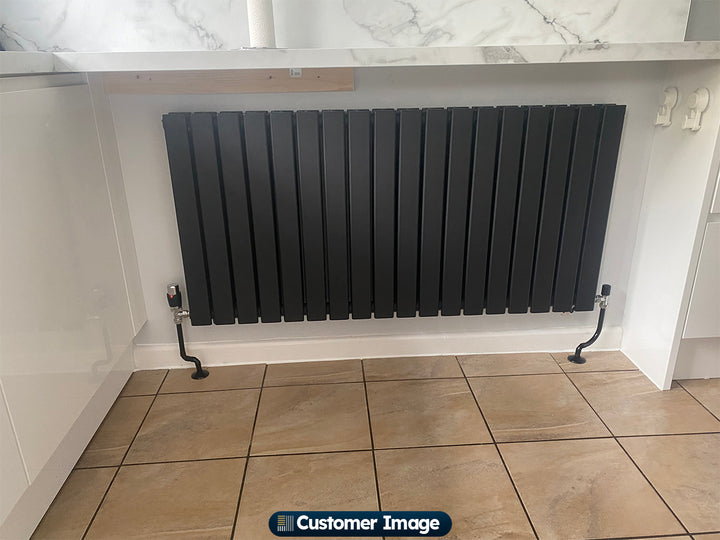 Typhoon - Black Designer Radiator H600mm x W1224mm Double Panel - Feet Included