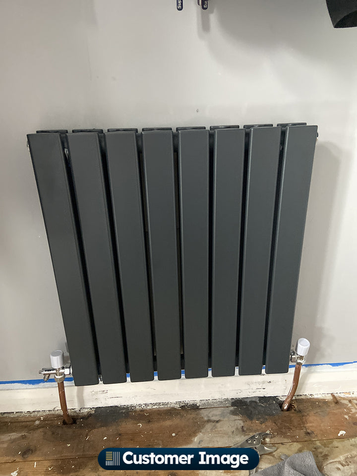 Typhoon - Anthracite Designer Radiator H600mm x W544mm Double Panel - Feet Included