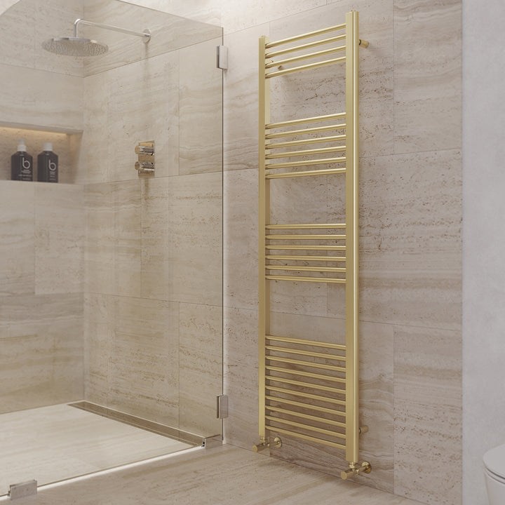 Zeal - Brushed Brass Heated Towel Rail - H1600mm x W500mm - Straight