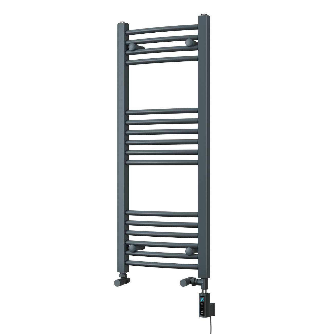 Zennor - Anthracite Dual Fuel Towel Rail H1000mm x W400mm Thermostatic WIFI - Curved