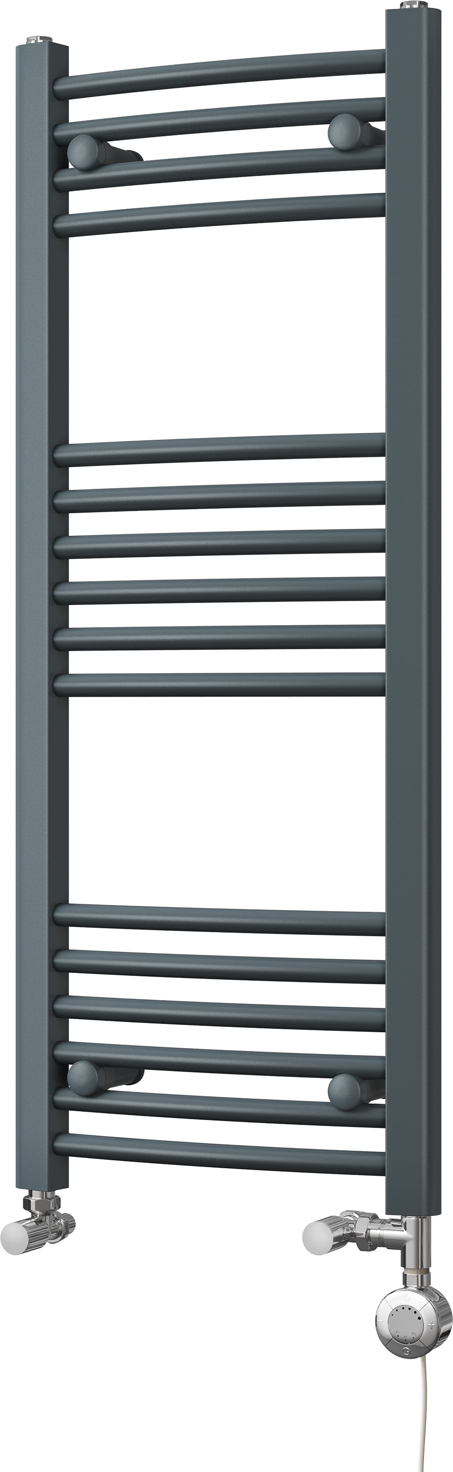 Zennor - Anthracite Dual Fuel Towel Rail H1000mm x W400mm Thermostatic - Curved