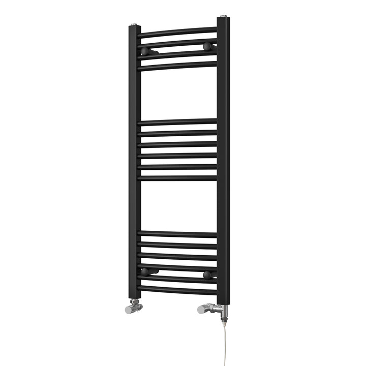 Zennor - Black Dual Fuel Towel Rail H1000mm x W400mm Standard - Curved