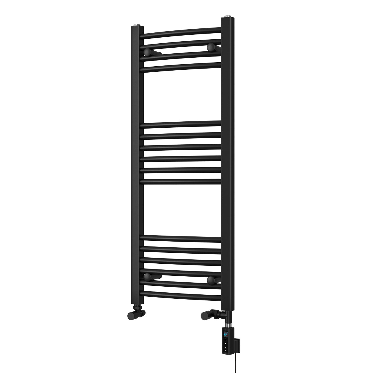 Zennor - Black Dual Fuel Towel Rail H1000mm x W400mm Thermostatic WIFI - Curved
