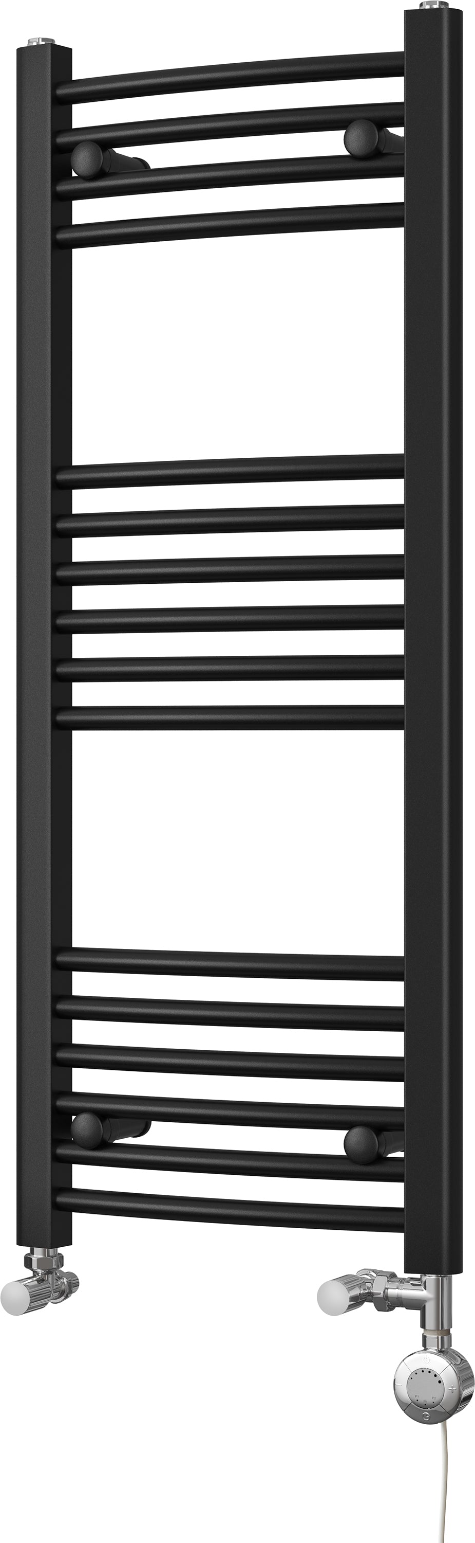 Zennor - Black Dual Fuel Towel Rail H1000mm x W400mm Thermostatic - Curved