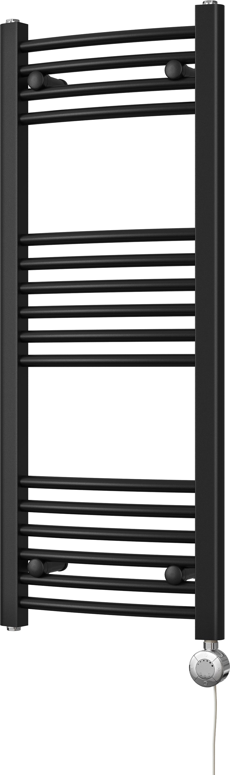 Zennor - Black Electric Towel Rail H1000mm x W400mm Curved 300w Thermostatic