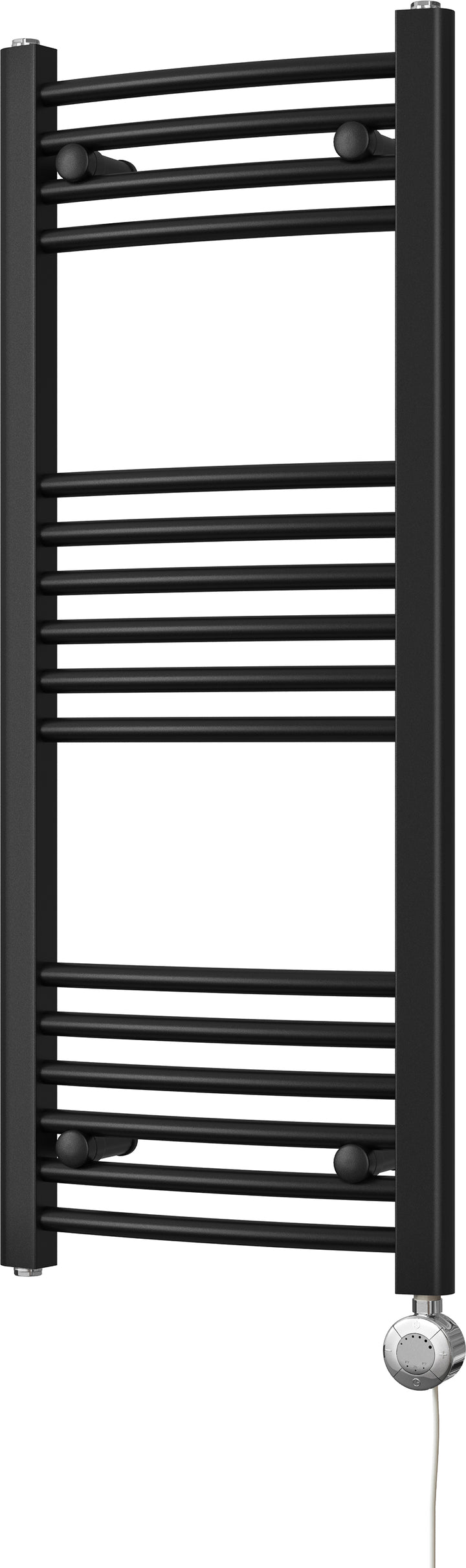 Zennor - Black Electric Towel Rail H1000mm x W400mm Curved 300w Thermostatic