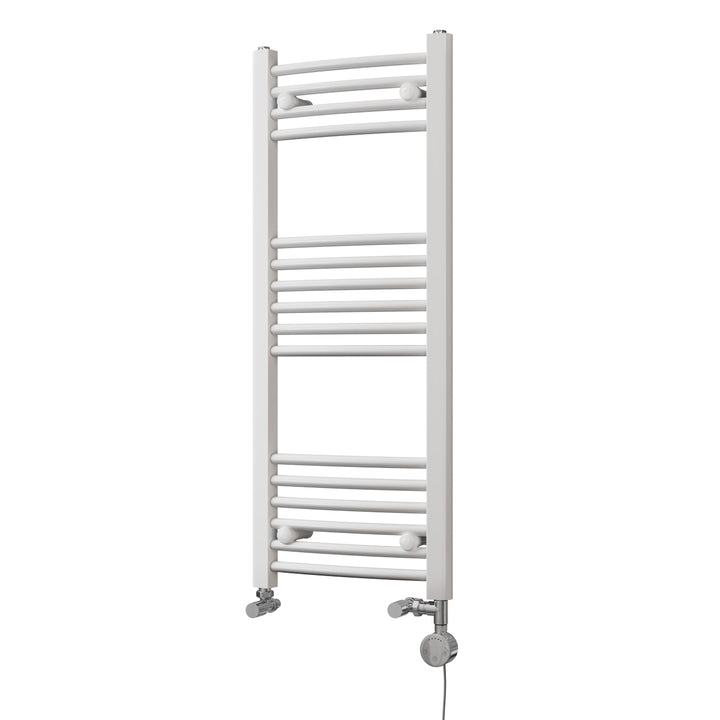 Zennor - White Dual Fuel Towel Rail H1000mm x W400mm Thermostatic - Curved