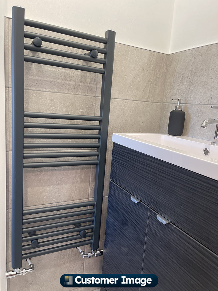 Zennor - Anthracite Heated Towel Rail - H1000mm x W400mm - Straight