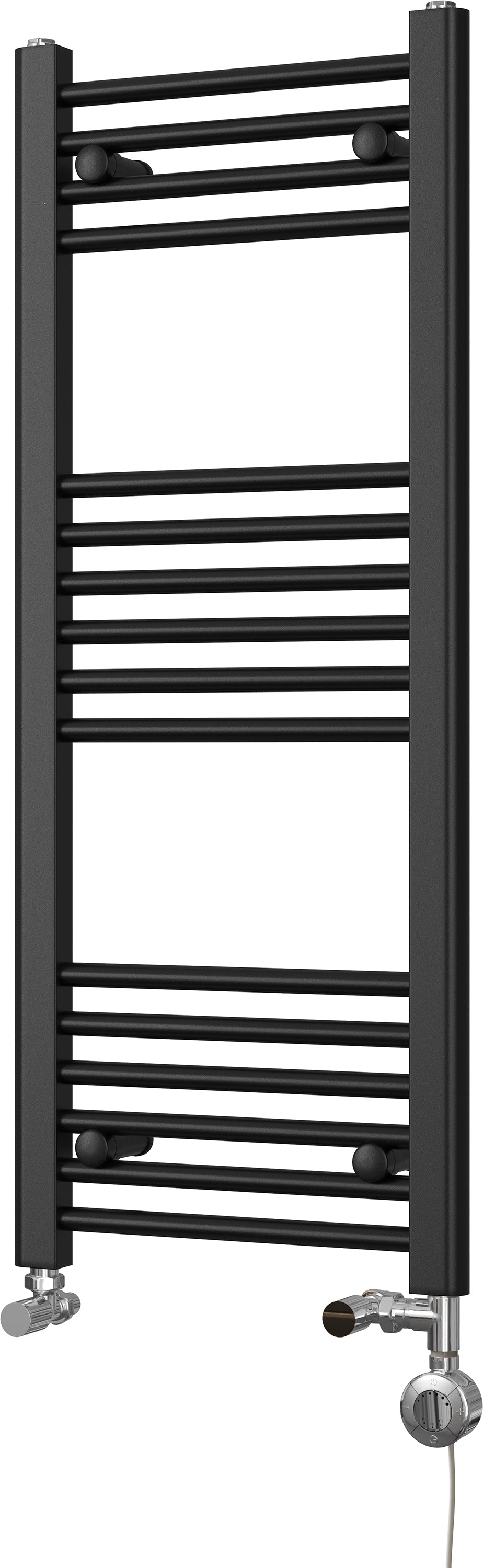 Zennor - Black Dual Fuel Towel Rail H1000mm x W400mm Thermostatic - Straight