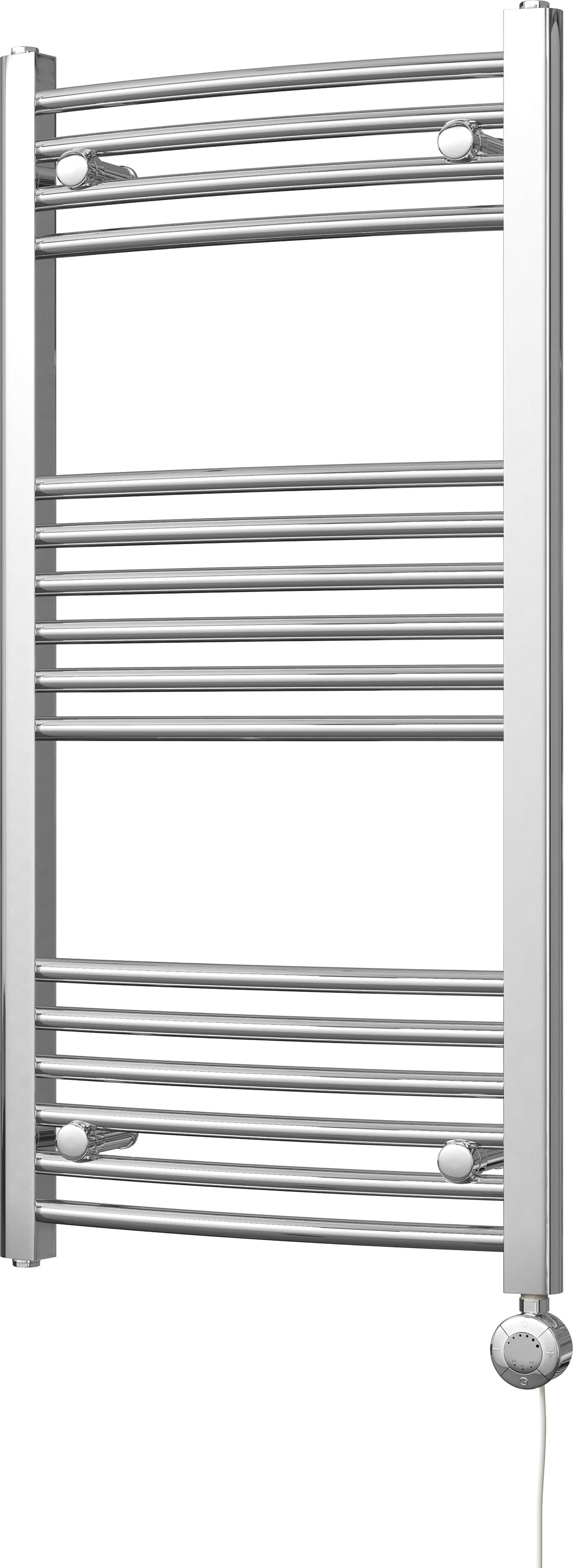 Zennor - Chrome Electric Towel Rail H1000mm x W500mm Curved 300w Thermostatic