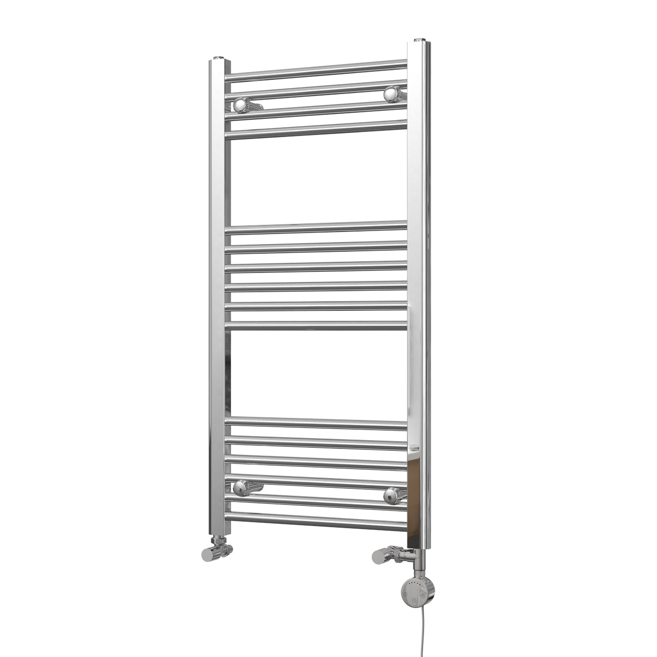 Zennor - Chrome Dual Fuel Towel Rail H1000mm x W500mm Thermostatic - Straight