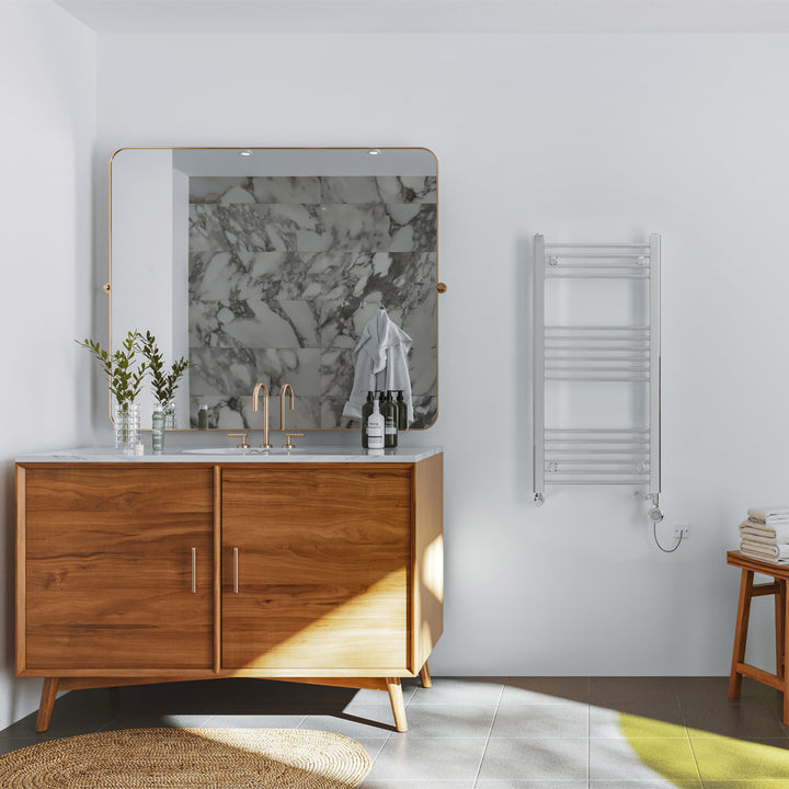 Zennor - Chrome Dual Fuel Towel Rail H1000mm x W500mm Thermostatic - Straight