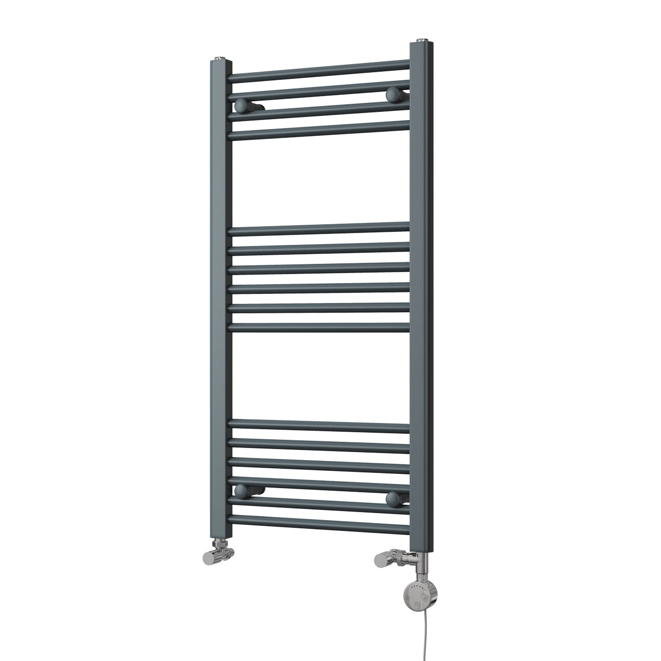 Zennor - Anthracite Dual Fuel Towel Rail H1000mm x W500mm Thermostatic - Straight