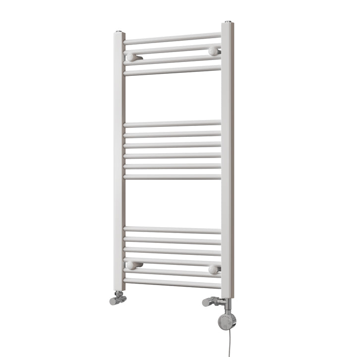 Zennor - White Dual Fuel Towel Rail H1000mm x W500mm Thermostatic - Straight