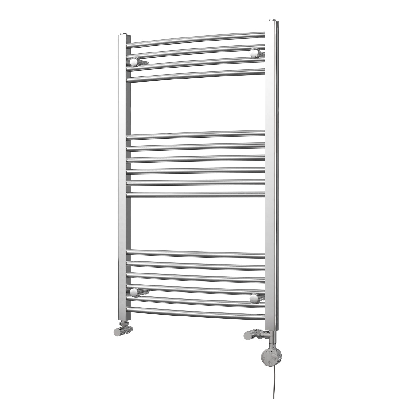 Zennor - Chrome Dual Fuel Towel Rail H1000mm x W600mm Thermostatic - Curved