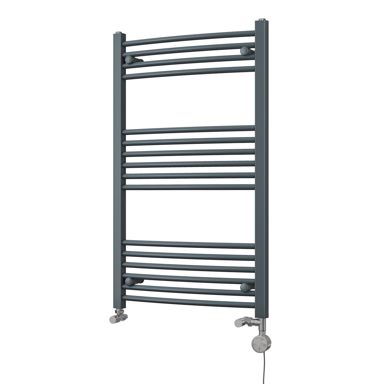 Zennor - Anthracite Dual Fuel Towel Rail H1000mm x W600mm Thermostatic - Curved