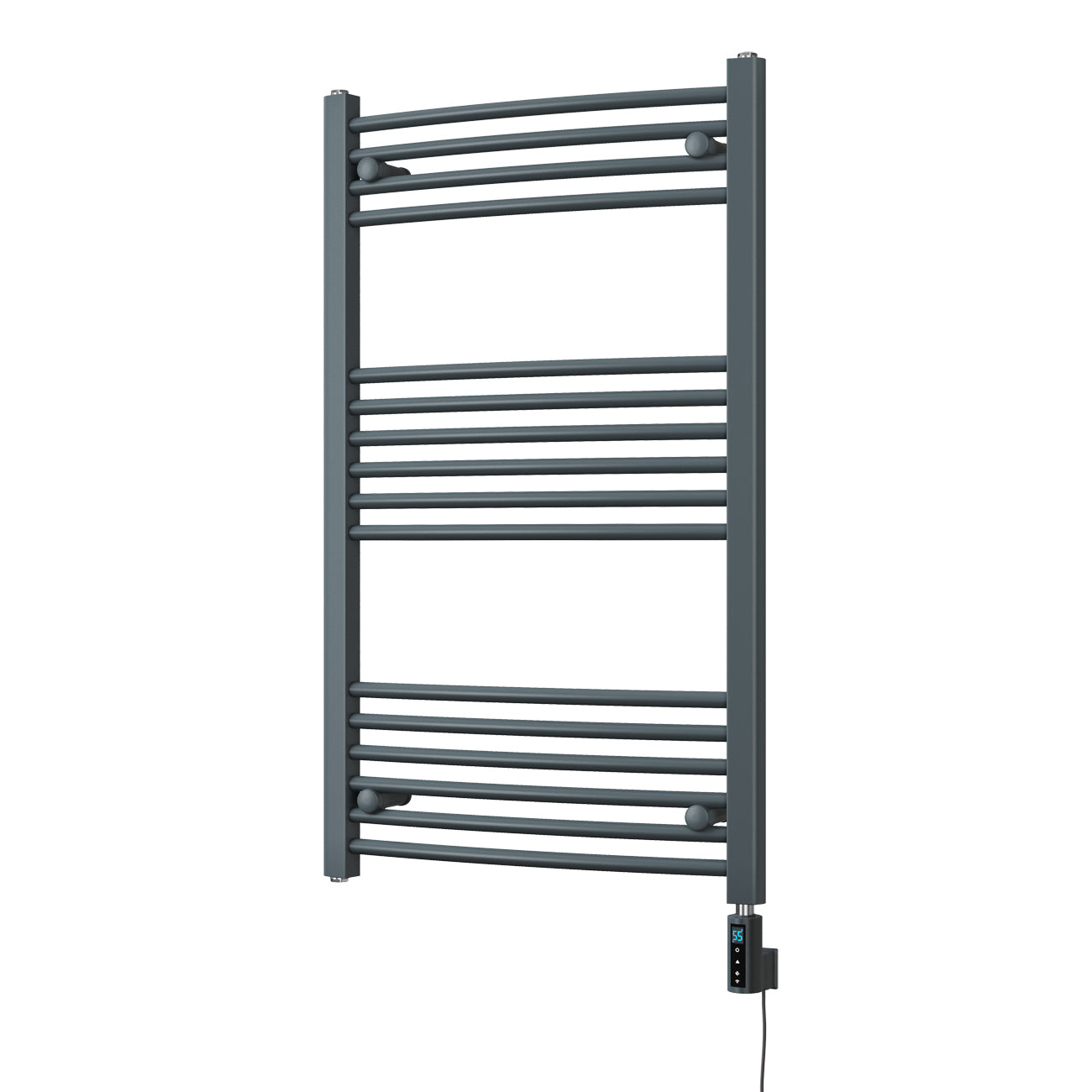 Zennor - Anthracite Electric Towel Rail H1000mm x W600mm Curved 600w Thermostatic WIFI