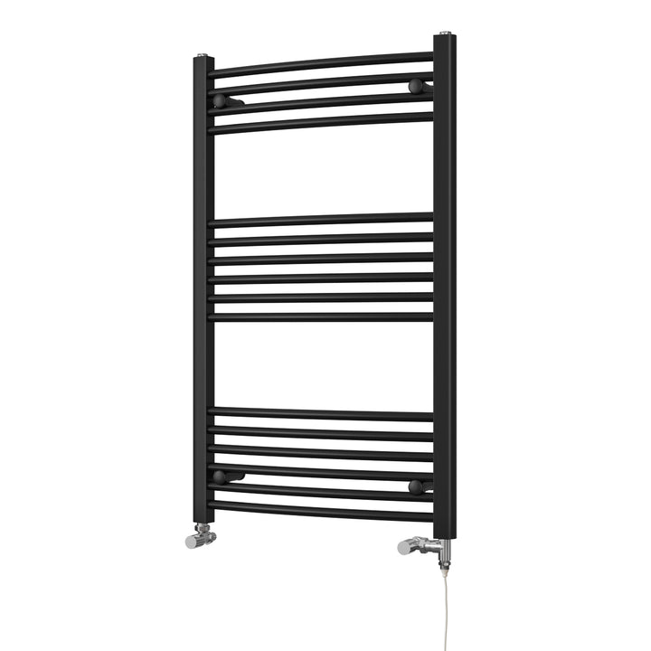 Zennor - Black Dual Fuel Towel Rail H1000mm x W600mm Standard - Curved