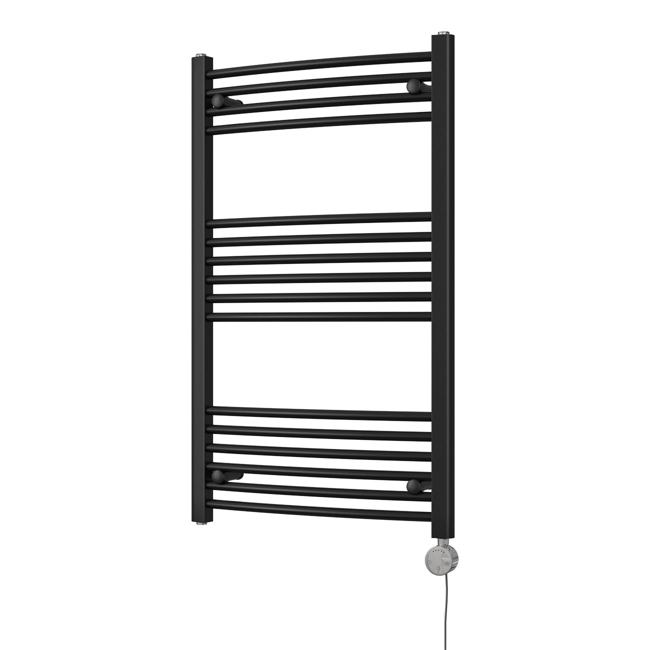 Zennor - Black Electric Towel Rail H1000mm x W600mm Curved 500w Thermostatic