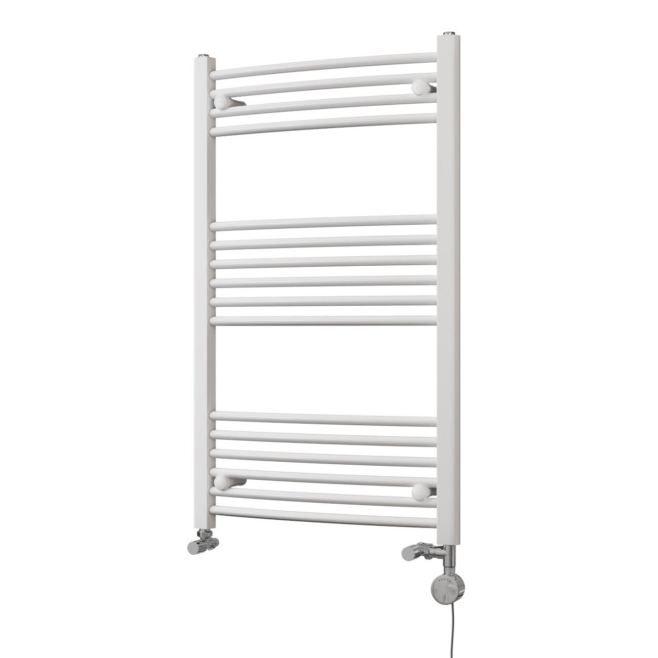Zennor - White Dual Fuel Towel Rail H1000mm x W600mm Thermostatic - Curved