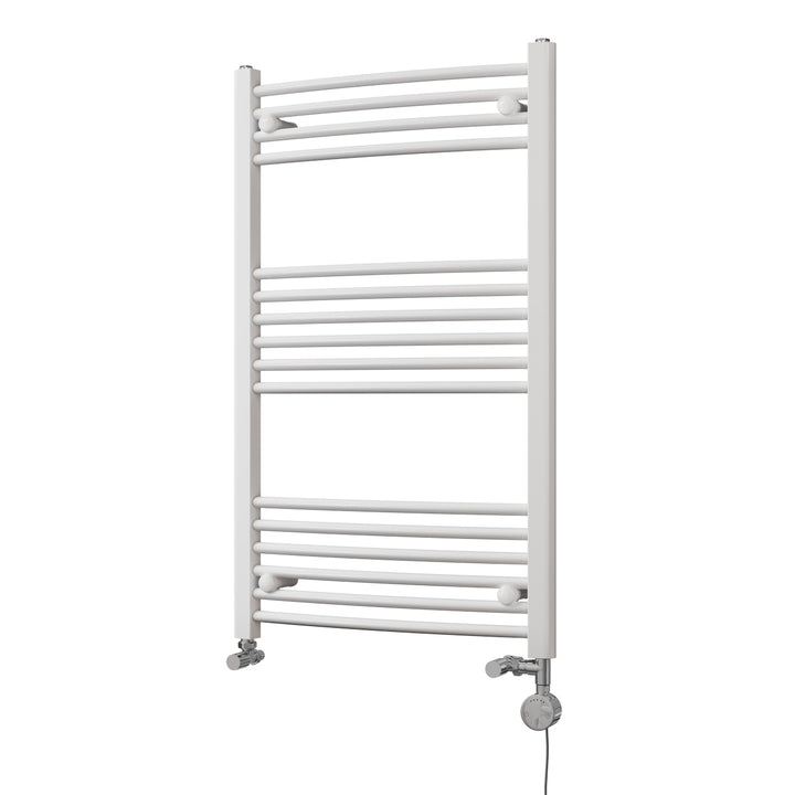 Zennor - White Dual Fuel Towel Rail H1000mm x W600mm Thermostatic - Curved