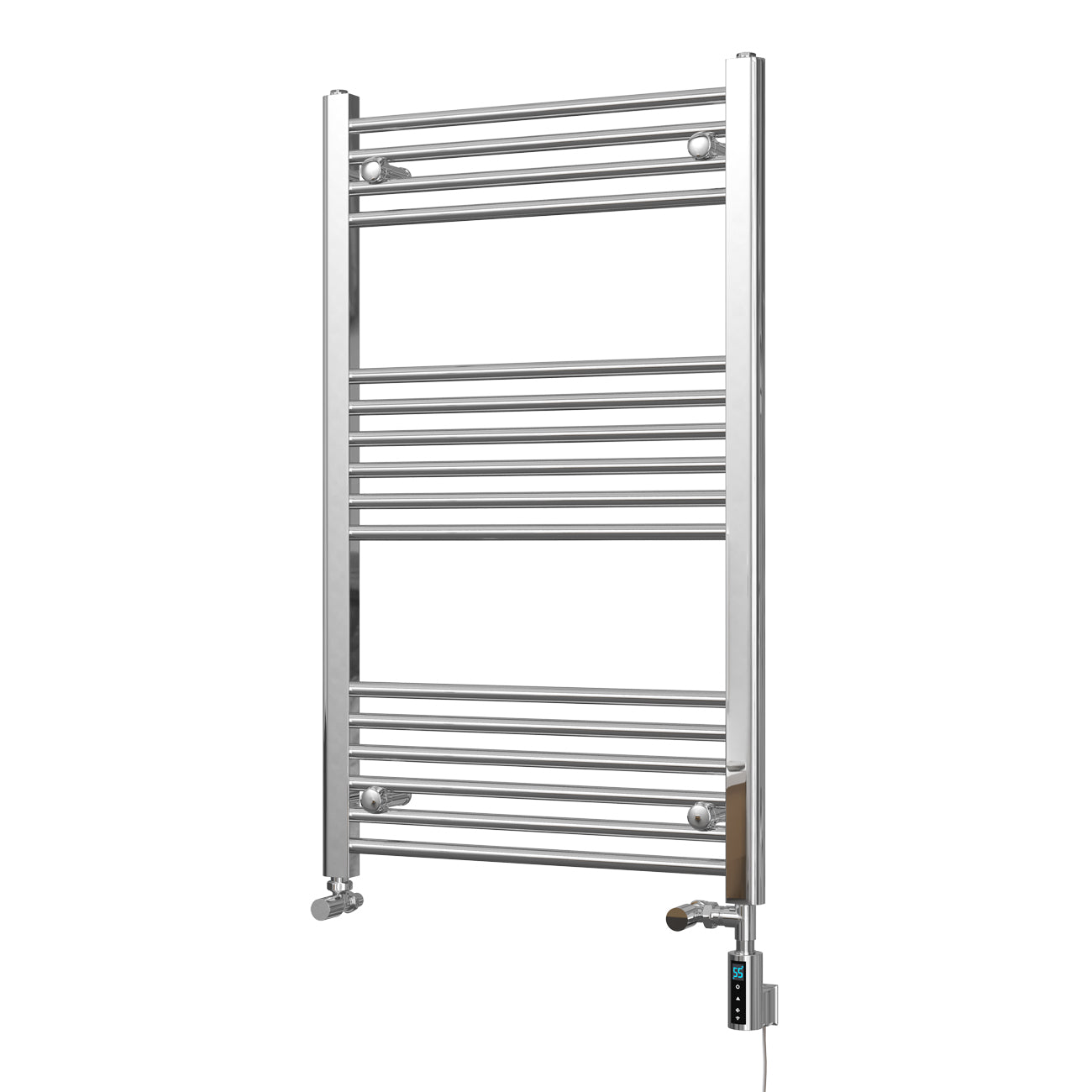 Zennor - Chrome Dual Fuel Towel Rail H1000mm x W600mm Thermostatic WIFI - Straight