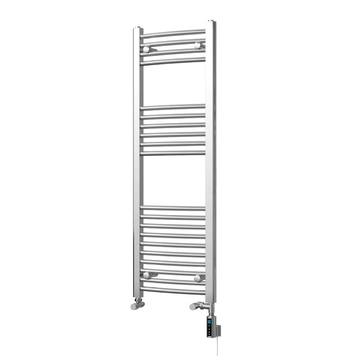 Zennor - Chrome Dual Fuel Towel Rail H1200mm x W400mm Thermostatic WIFI - Curved