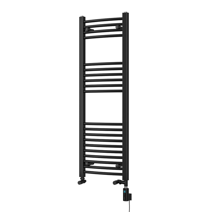 Zennor - Black Dual Fuel Towel Rail H1200mm x W400mm Thermostatic WIFI - Curved