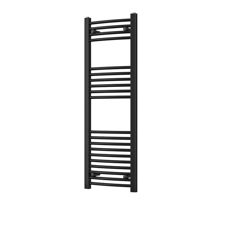 Zennor - Black Heated Towel Rail - H1200mm x W400mm - Curved