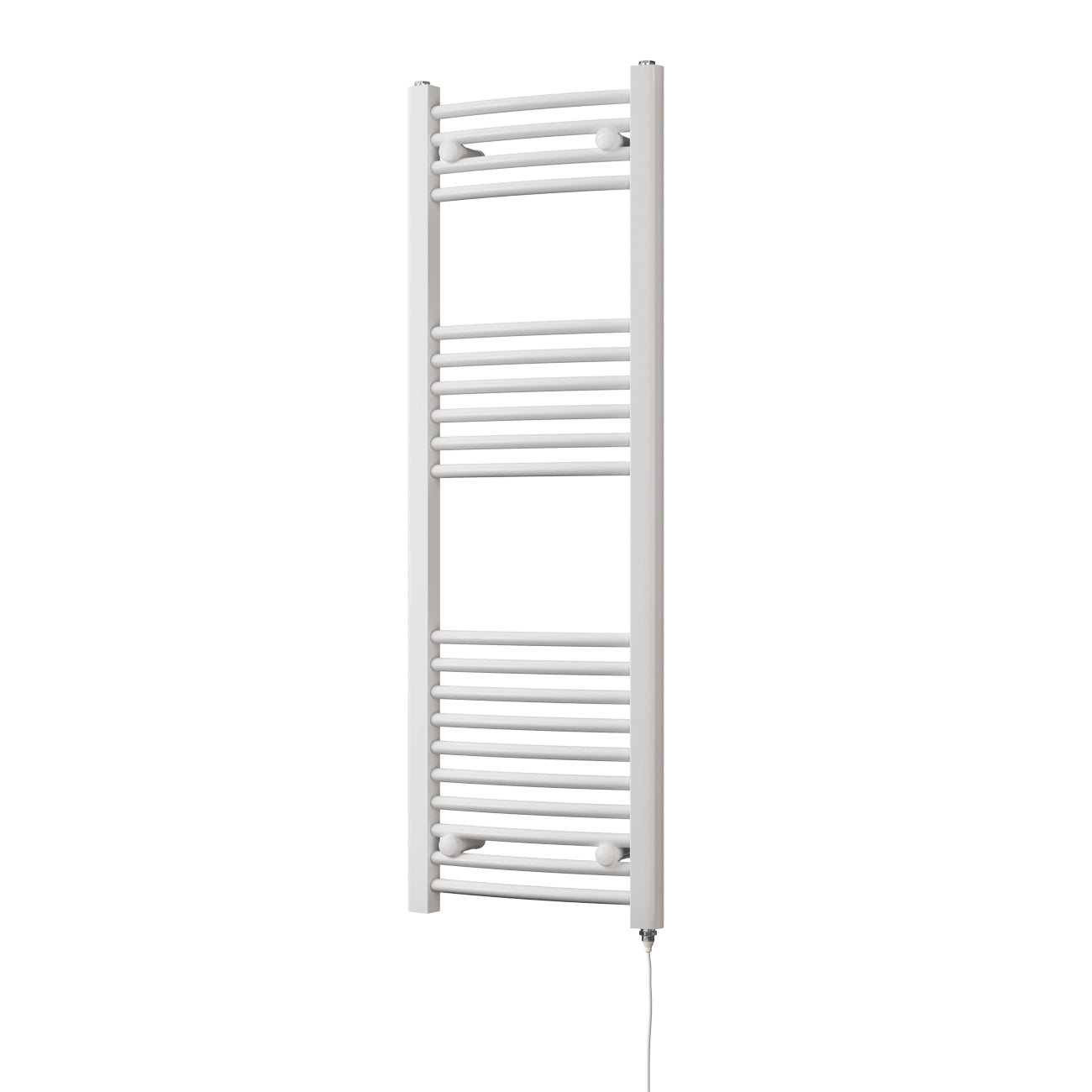 Zennor - White Electric Towel Rail H1200mm x W400mm Curved 400w Standard