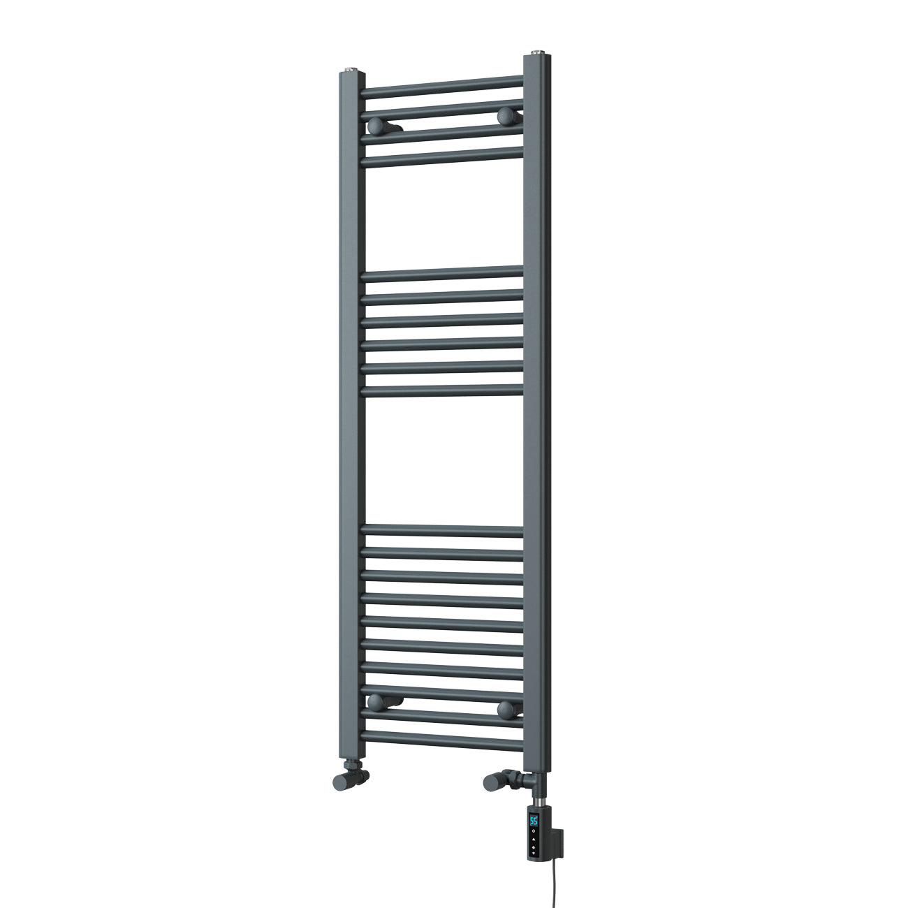 Zennor - Anthracite Dual Fuel Towel Rail H1200mm x W400mm Thermostatic WIFI - Straight