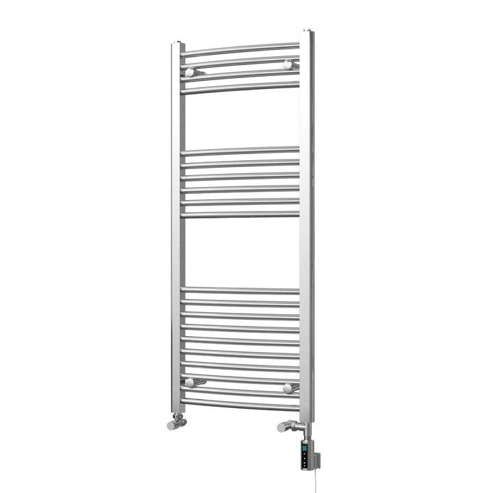 Zennor - Chrome Dual Fuel Towel Rail H1200mm x W500mm Thermostatic WIFI - Curved