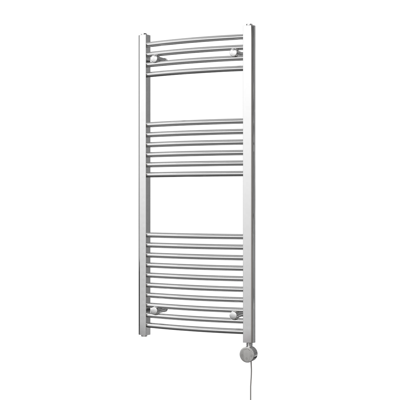 Zennor - Chrome Electric Towel Rail H1200mm x W500mm Curved 300w Thermostatic