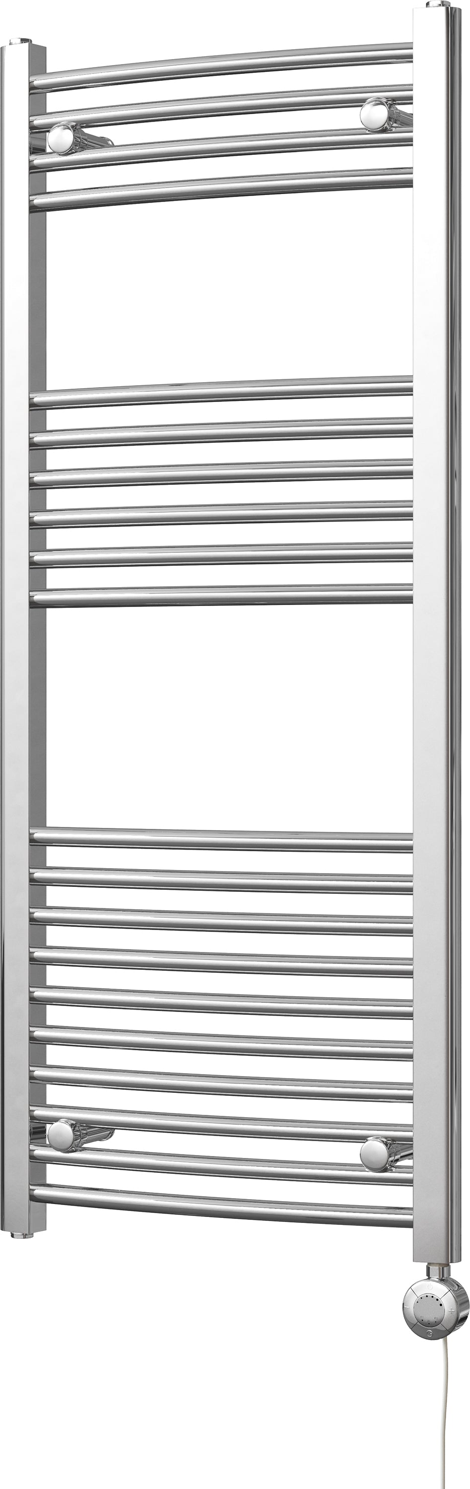 Zennor - Chrome Electric Towel Rail H1200mm x W500mm Curved 300w Thermostatic