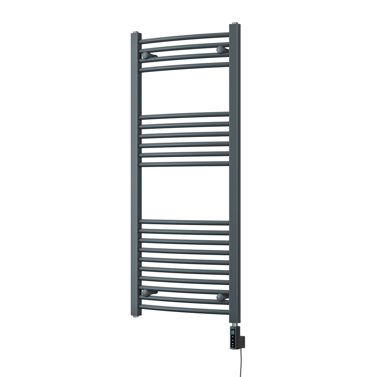 Zennor - Anthracite Electric Towel Rail H1200mm x W500mm Curved 600w Thermostatic WIFI