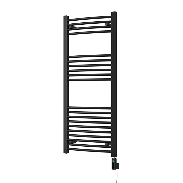 Zennor - Black Electric Towel Rail H1200mm x W500mm Curved 500w Thermostatic WIFI