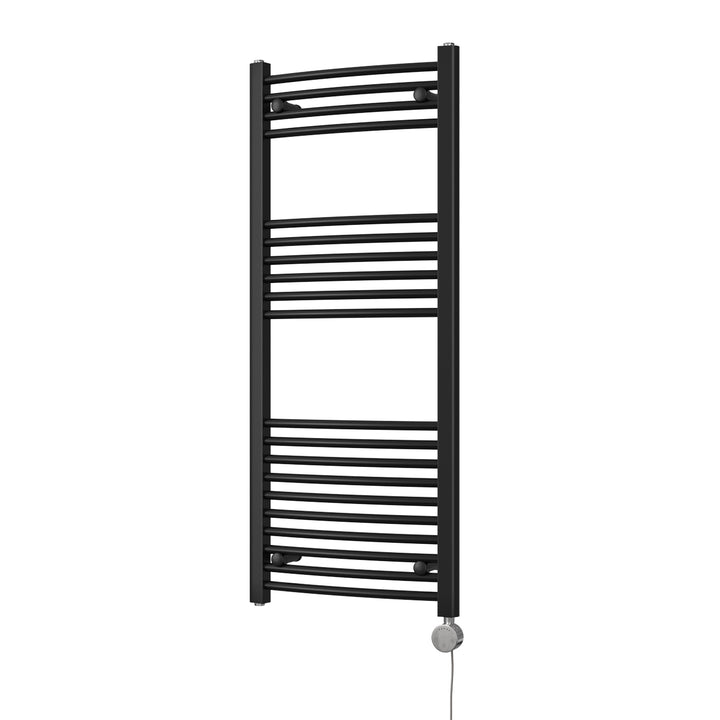 Zennor - Black Electric Towel Rail H1200mm x W500mm Curved 500w Thermostatic
