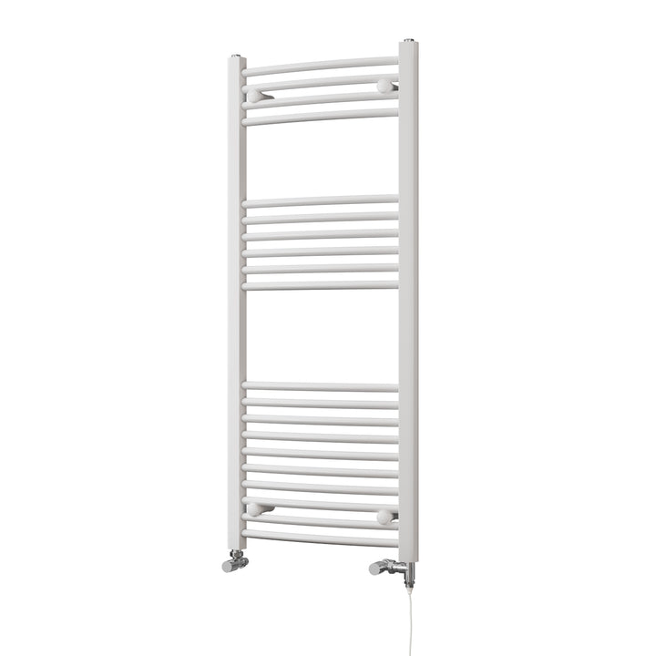 Zennor - White Dual Fuel Towel Rail H1200mm x W500mm Standard - Curved