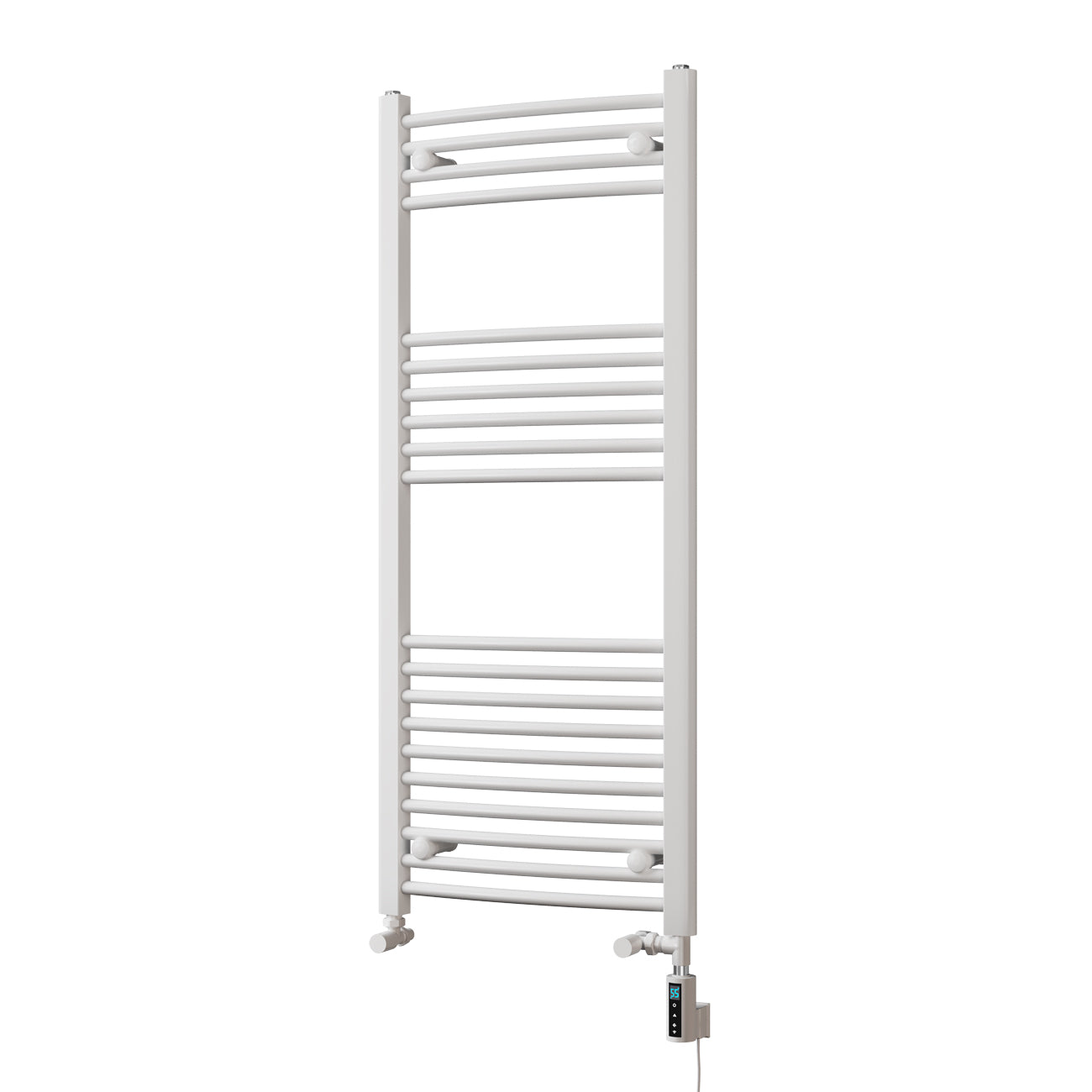 Zennor - White Dual Fuel Towel Rail H1200mm x W500mm Thermostatic WIFI - Curved