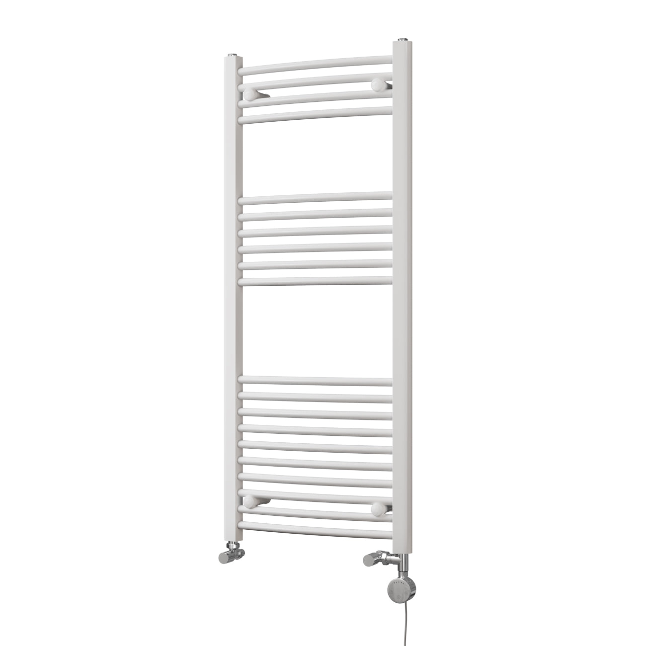 Zennor - White Dual Fuel Towel Rail H1200mm x W500mm Thermostatic - Curved