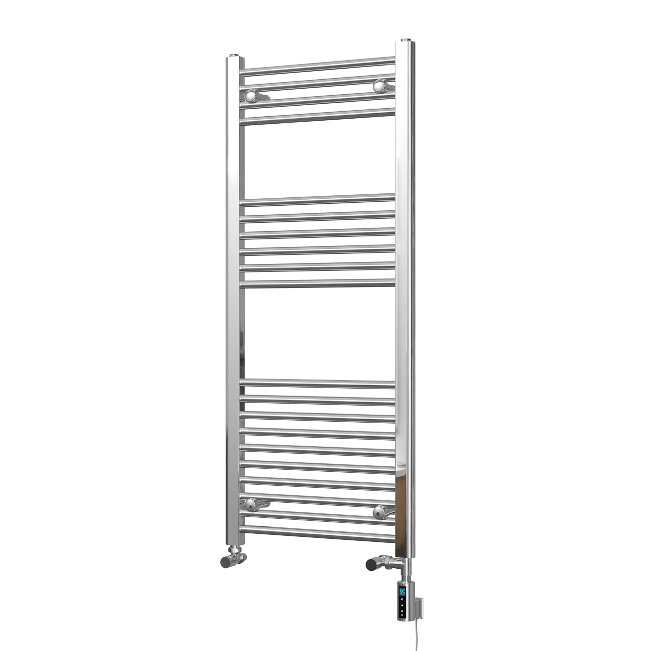 Zennor - Chrome Dual Fuel Towel Rail H1200mm x W500mm Thermostatic WIFI - Straight