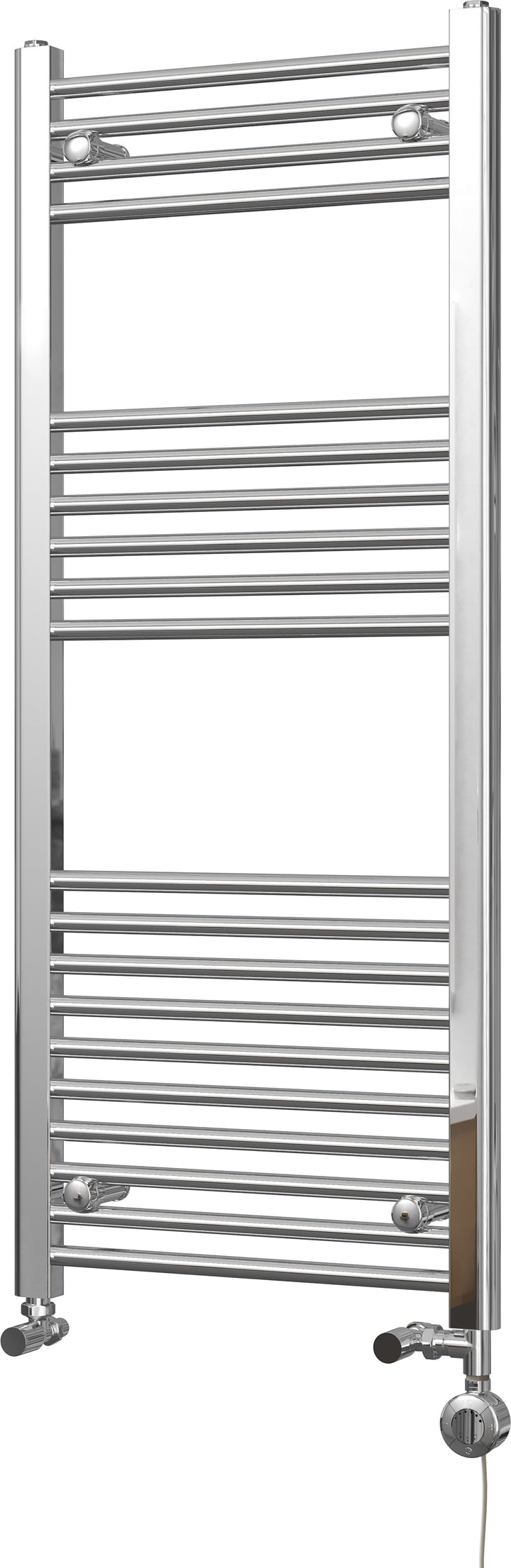 Zennor - Chrome Dual Fuel Towel Rail H1200mm x W500mm Thermostatic - Straight