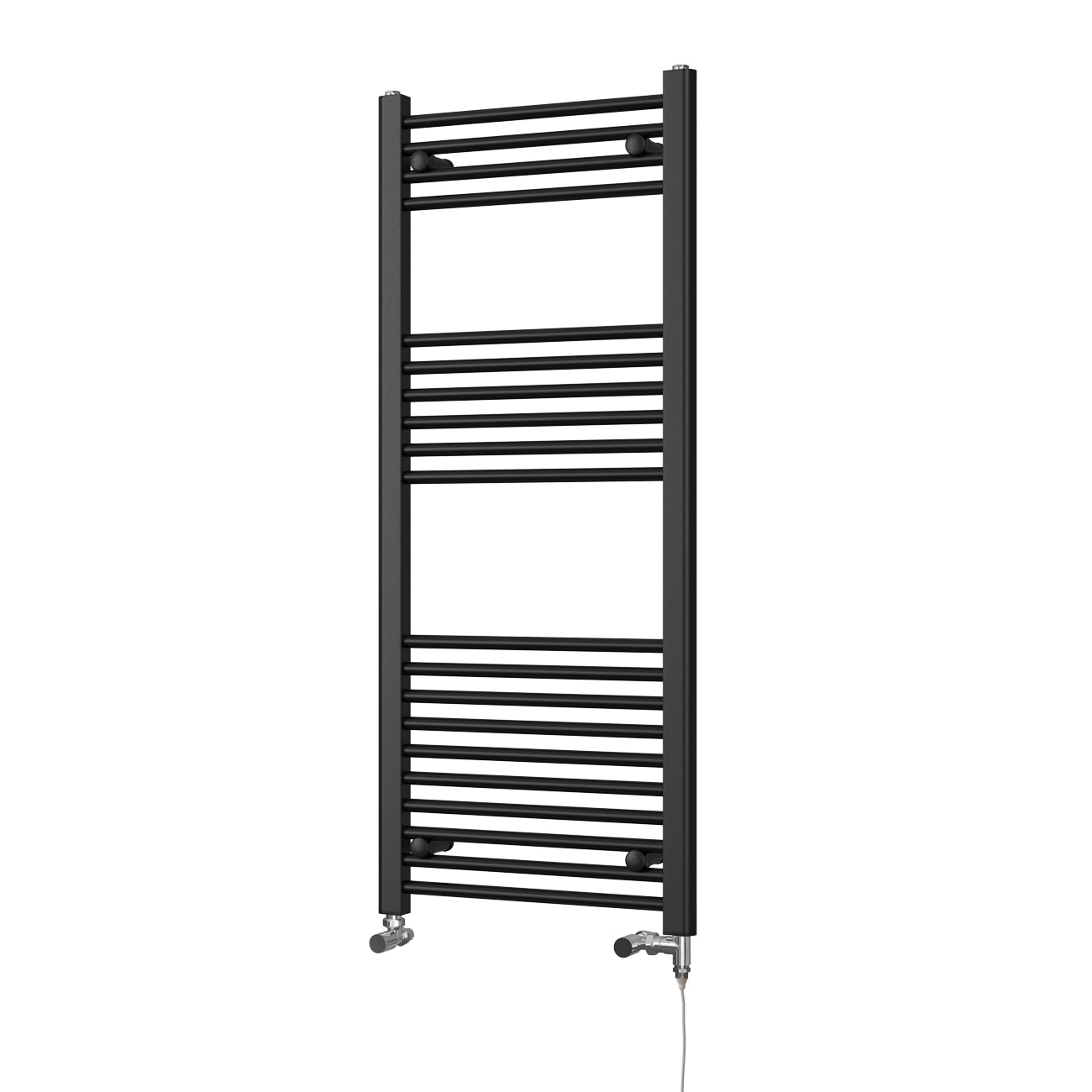 Zennor - Black Dual Fuel Towel Rail H1200mm x W500mm Standard - Straight