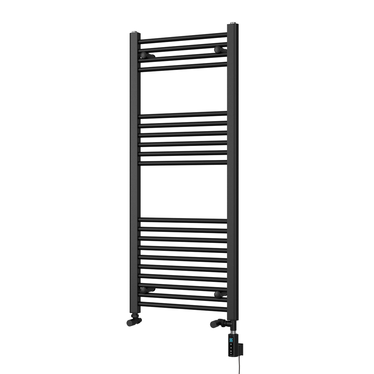 Zennor - Black Dual Fuel Towel Rail H1200mm x W500mm Thermostatic WIFI - Straight