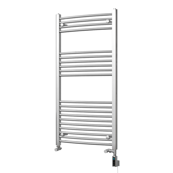 Zennor - Chrome Dual Fuel Towel Rail H1200mm x W600mm Thermostatic WIFI - Curved